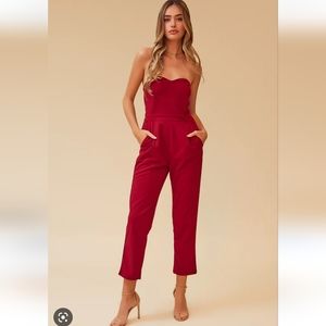 NWT red jumpsuit w/pockets